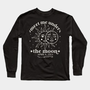 Total Solar Eclipse April 8, 2024 Boho Sun And Moon Mystic Spiritual Long Sleeve T-Shirt